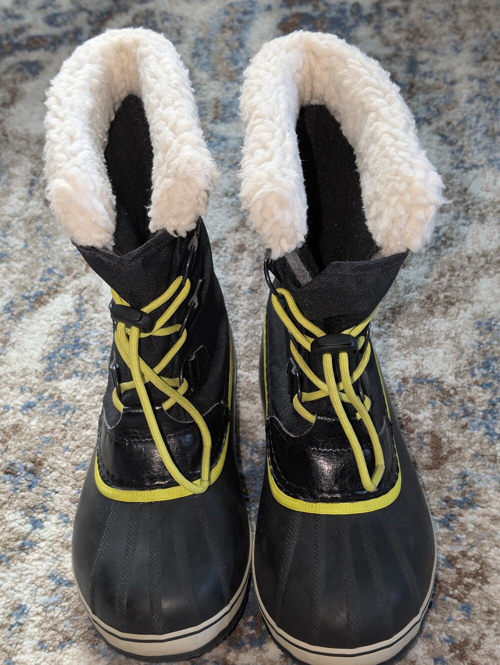 Sorel Yoot Pac Nylon Kids  Black Waterproof Winter Snow Boots EUC